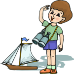 Boy with Toy Boat 2 Clip Art
