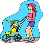 Baby in Stroller 2 Clip Art
