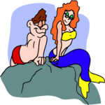 Mermaid & Man Clip Art