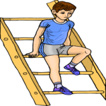 Boy Climbing Stairs Clip Art