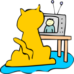 Cat Watching Television Clip Art