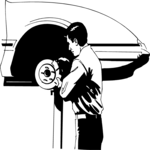 Mechanic Adjusting Brakes