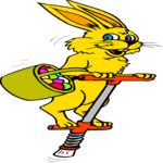 Bunny on Pogo Stick Clip Art