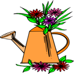 Flowers & Watering Can Clip Art