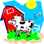 Cow & Barn Clip Art