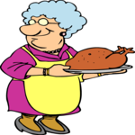 Grandmother with Chicken Clip Art