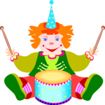 Clown with Drum Clip Art