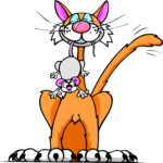 Cat with Mouse Clip Art