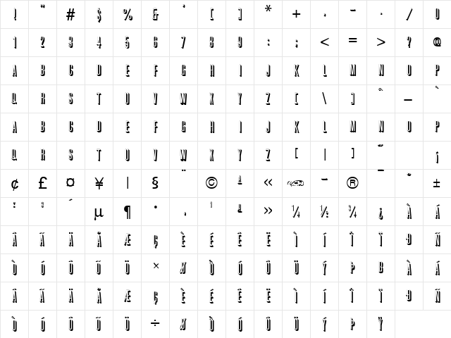 Great Shadow Regular  glyph index