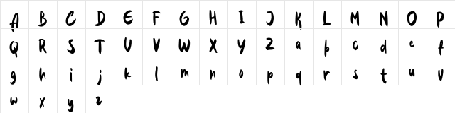 The Bovalo FREE Regular  glyph index