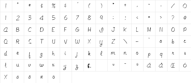 LEJONE Regular  glyph index