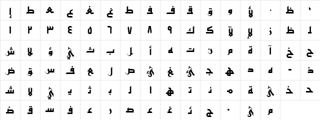 ALW Cool Shafa. Normal  glyph index