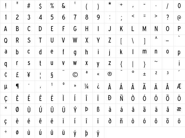 Expressway Cd Bk Regular  glyph index