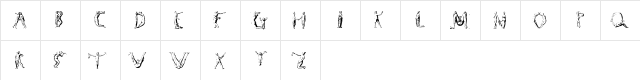 Human Alphabet Regular  glyph index