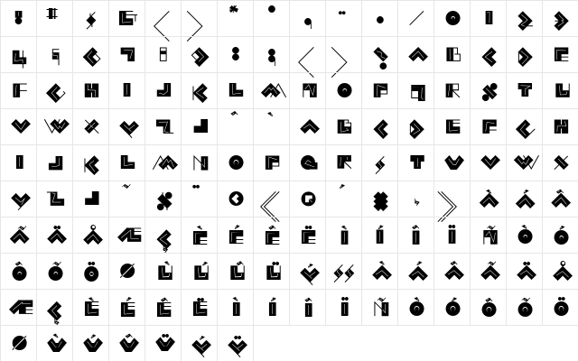 AIIdeographInline Regular  glyph index