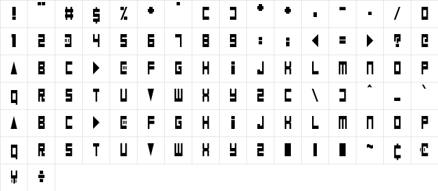 Game Over Dude Regular  glyph index