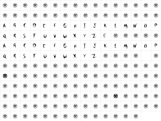 Forsaken Regular  glyph index