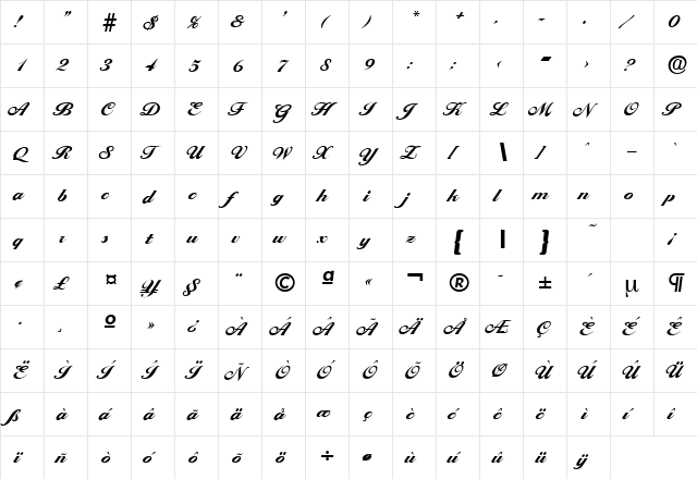 Ballantines-Serial-Heavy Regular  glyph index