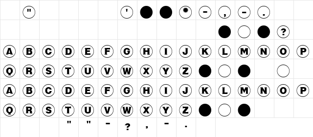 Cupcake Regular  glyph index