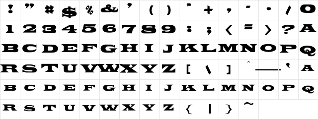 Banditi Regular  glyph index