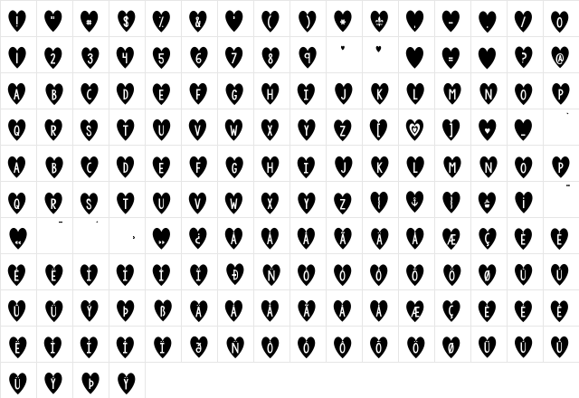 KG I And Love And You Regular  glyph index