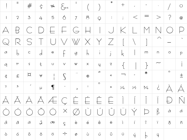 Bernardo Moda Semibold Regular  glyph index