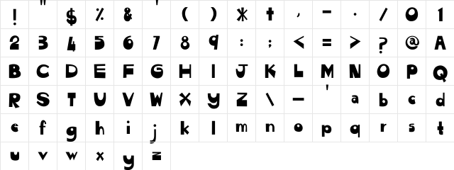 Cendol Pulut Regular  glyph index