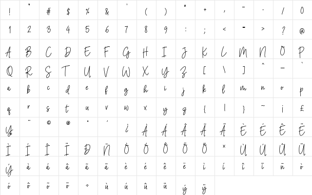 Jahannam Balla Regular  glyph index