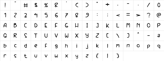 Electric Kiss Regular  glyph index
