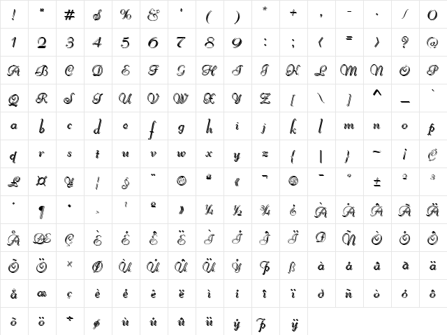 Reliant Shadow Free Regular  glyph index