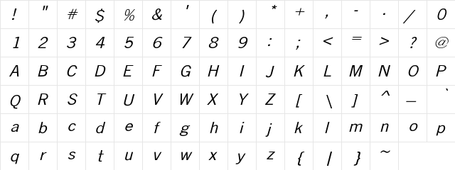 NewsGothicExt 2 Regular  glyph index