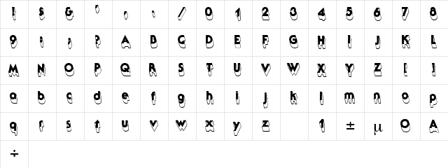 GothicShadow Regular  glyph index