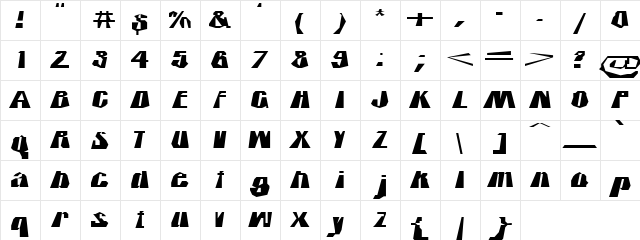 Bell Bottom Regular  glyph index