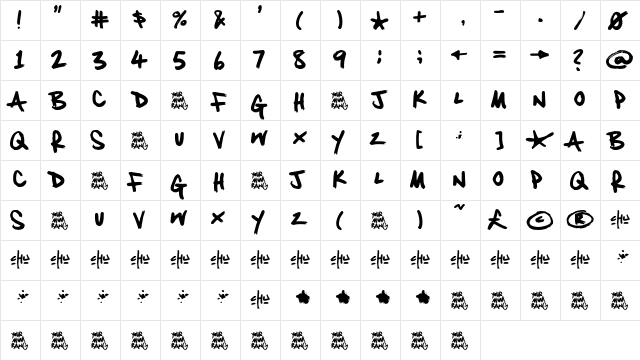 Your Mum Rang Regular  glyph index