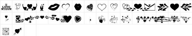 KR Be Mine More Regular  glyph index