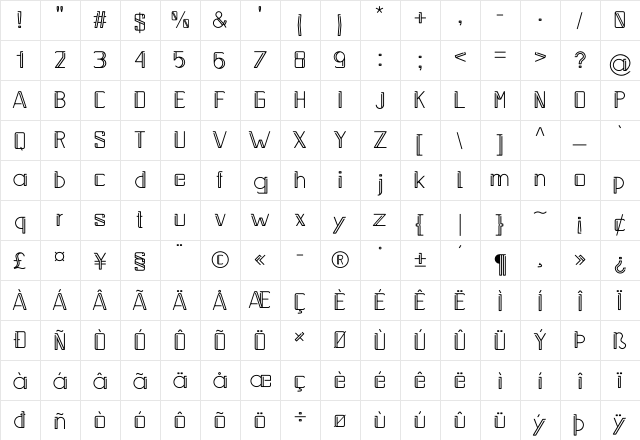 Walterson Regular  glyph index