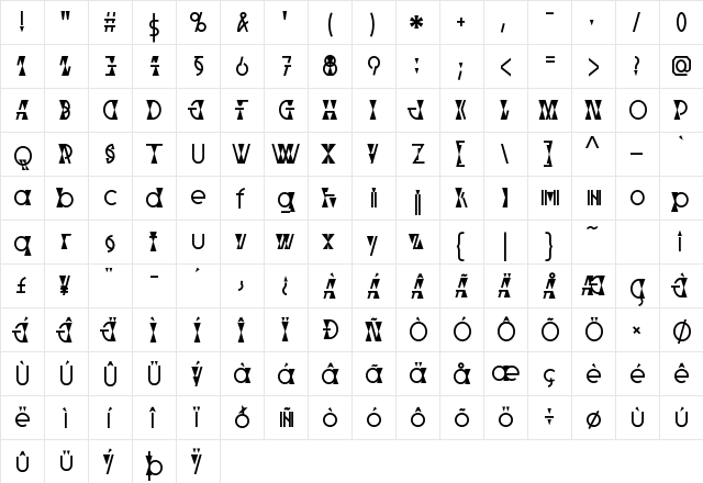 Parabolic Regular  glyph index