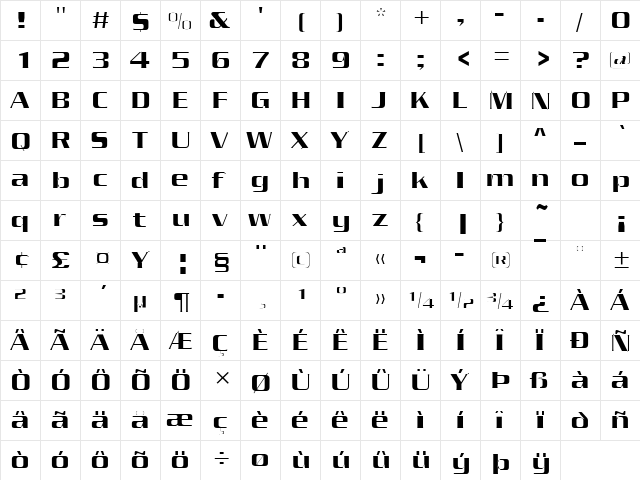 Serpentine Light Regular  glyph index