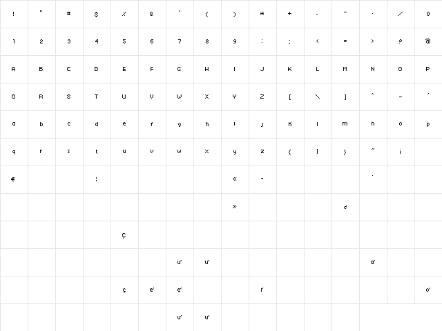techkr Regular  glyph index