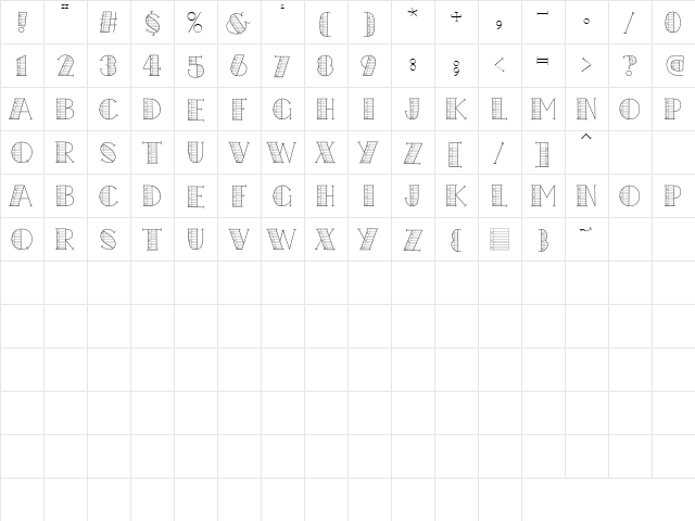LD Notebook Regular  glyph index