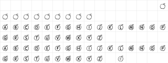 Appelocity Regular  glyph index