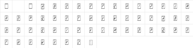KR Ribbon Frame Regular  glyph index