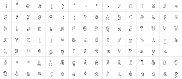 Penis Typography Regular Regular  glyph index