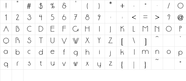 AMOROUS Regular  glyph index