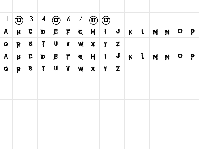 the dark Regular  glyph index
