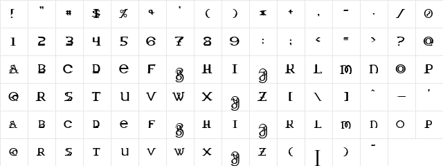 Dragonmaster Normal  glyph index