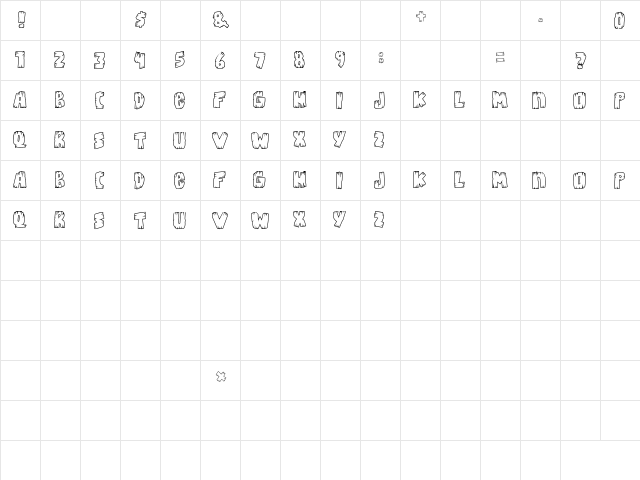 Bongus Highlight Regular  glyph index