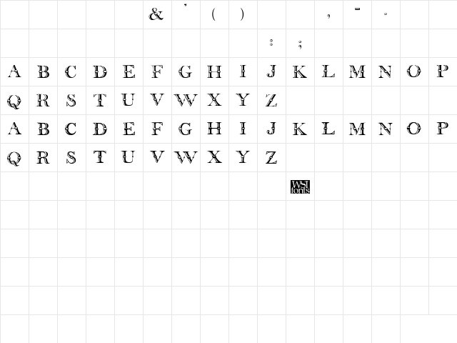 CruiselineDisplayCaps Regular  glyph index