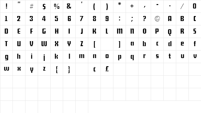 GumshoeSSK Regular  glyph index