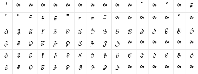 WizardSpeak Regular  glyph index